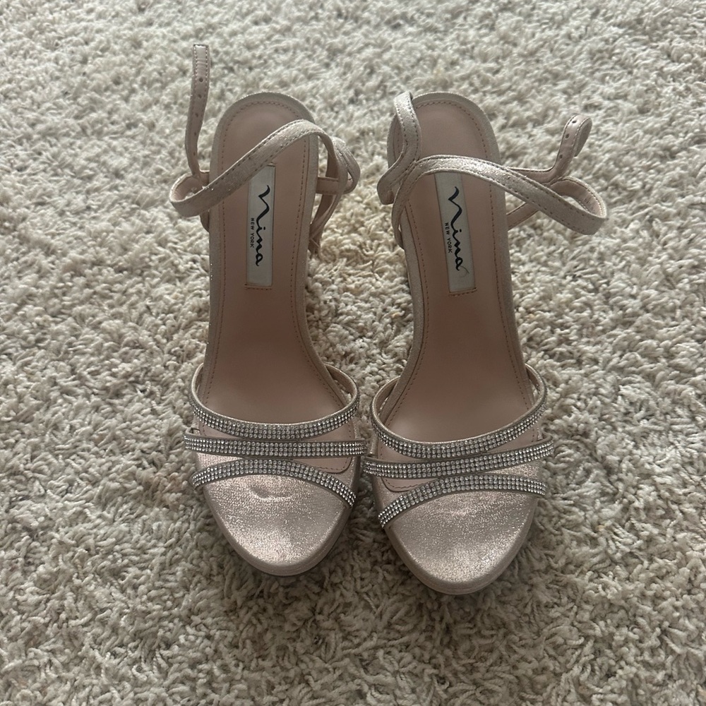 Nina Women's Strappy Heels - Silver